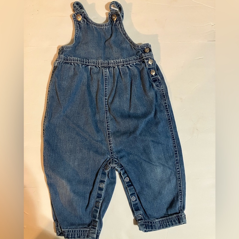 Vintage Baby Gap Blue Jean Overalls with Snap inseam Size 12/18 months